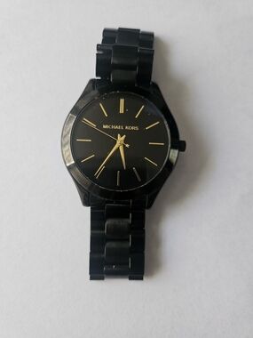 Michael Kors Black and Gold Stainless Steel Bracelet Watch